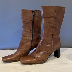 Leather square toe boots
